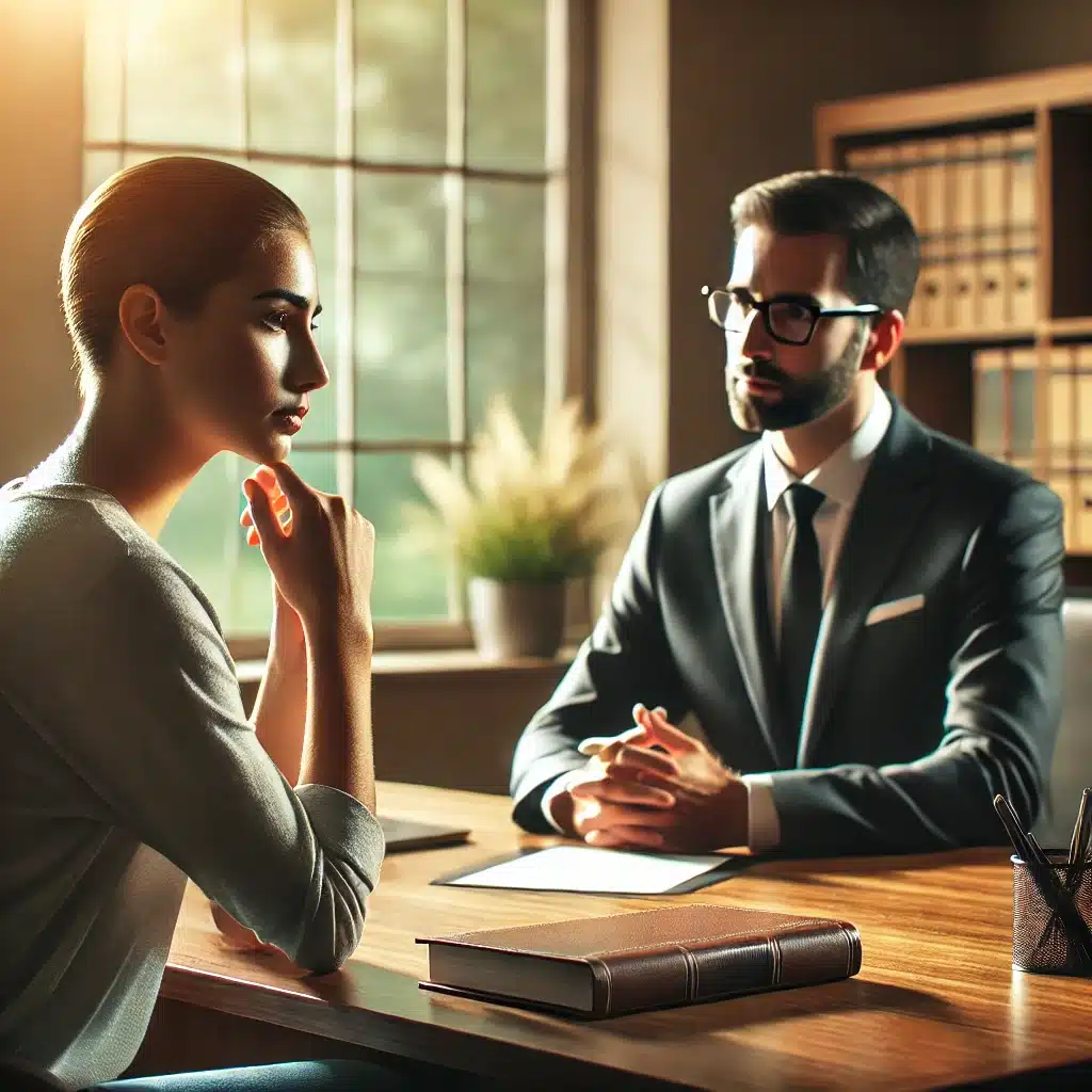 Cliente atento en consulta legal sobre pensión y desequilibrio económico | Bucio Abogados