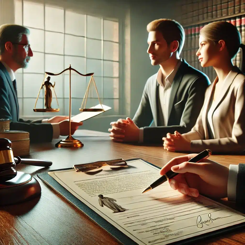 Pareja consultando a abogado en oficina profesional | Bucio Abogados