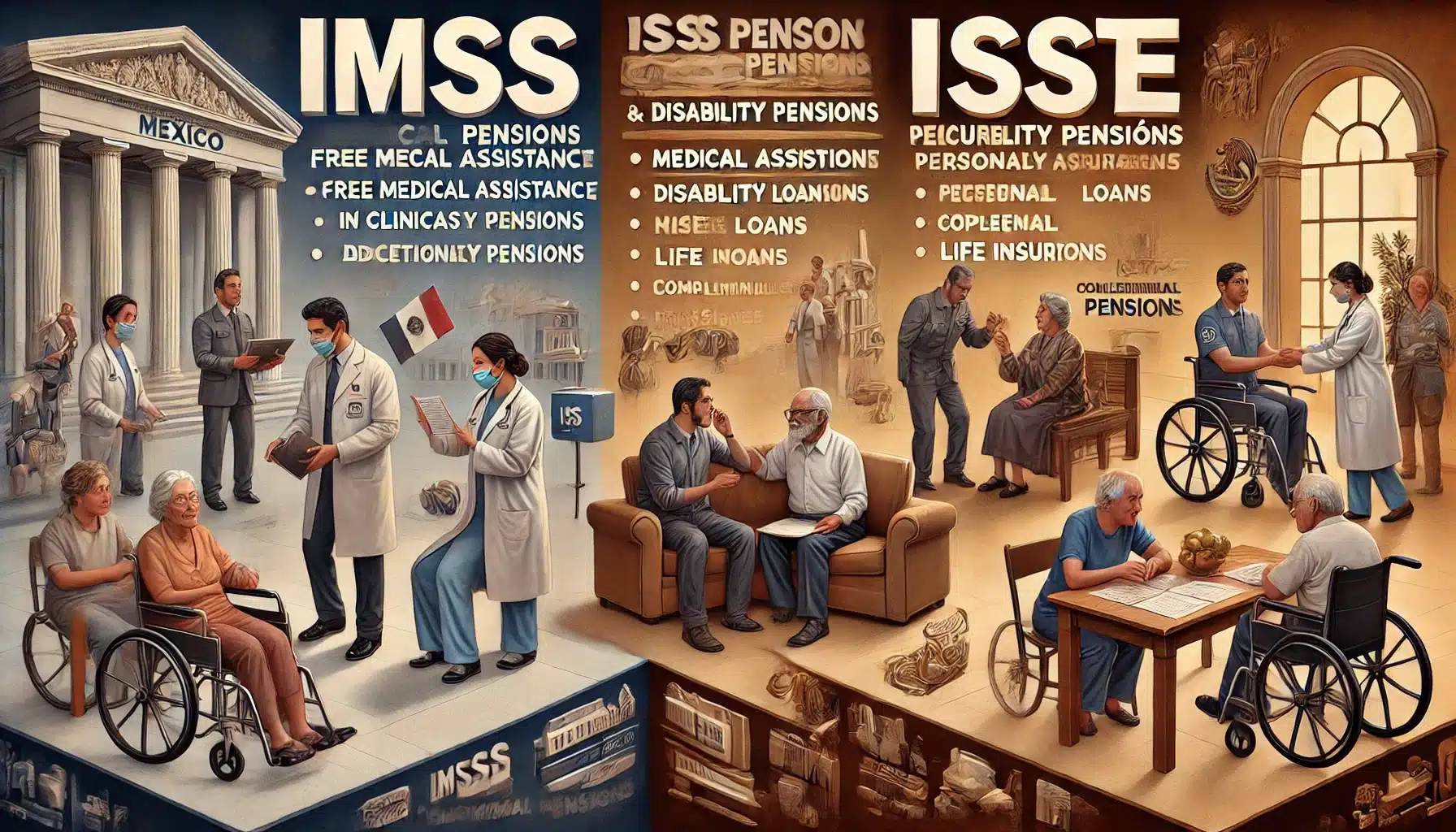 Beneficios de pensiones IMSS e ISSSTE, con atención médica y actividades recreativas. | Bucios Abogados