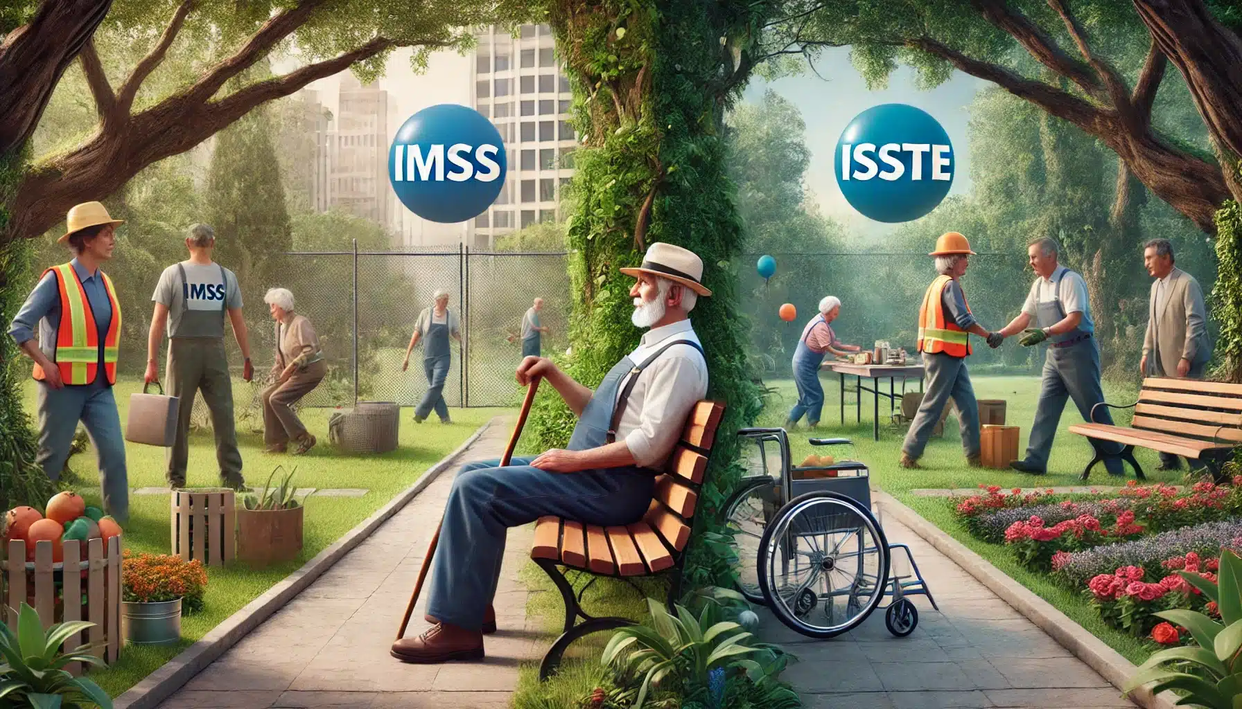 Dos trabajadores jubilados, uno con beneficios del IMSS y otro con ISSSTE, disfrutando de su retiro. | Bucios Abogados