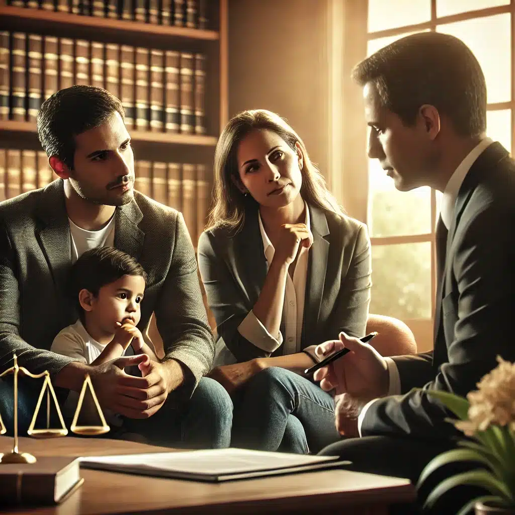 Familia en consulta legal sobre tutela de menores | Bucio Abogados