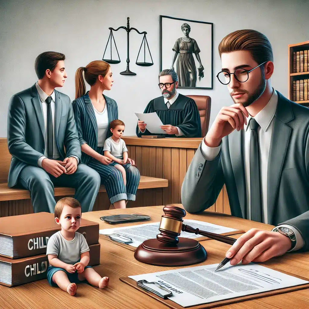 Escena de audiencia legal para establecer pensión alimenticia | Bucio Abogados