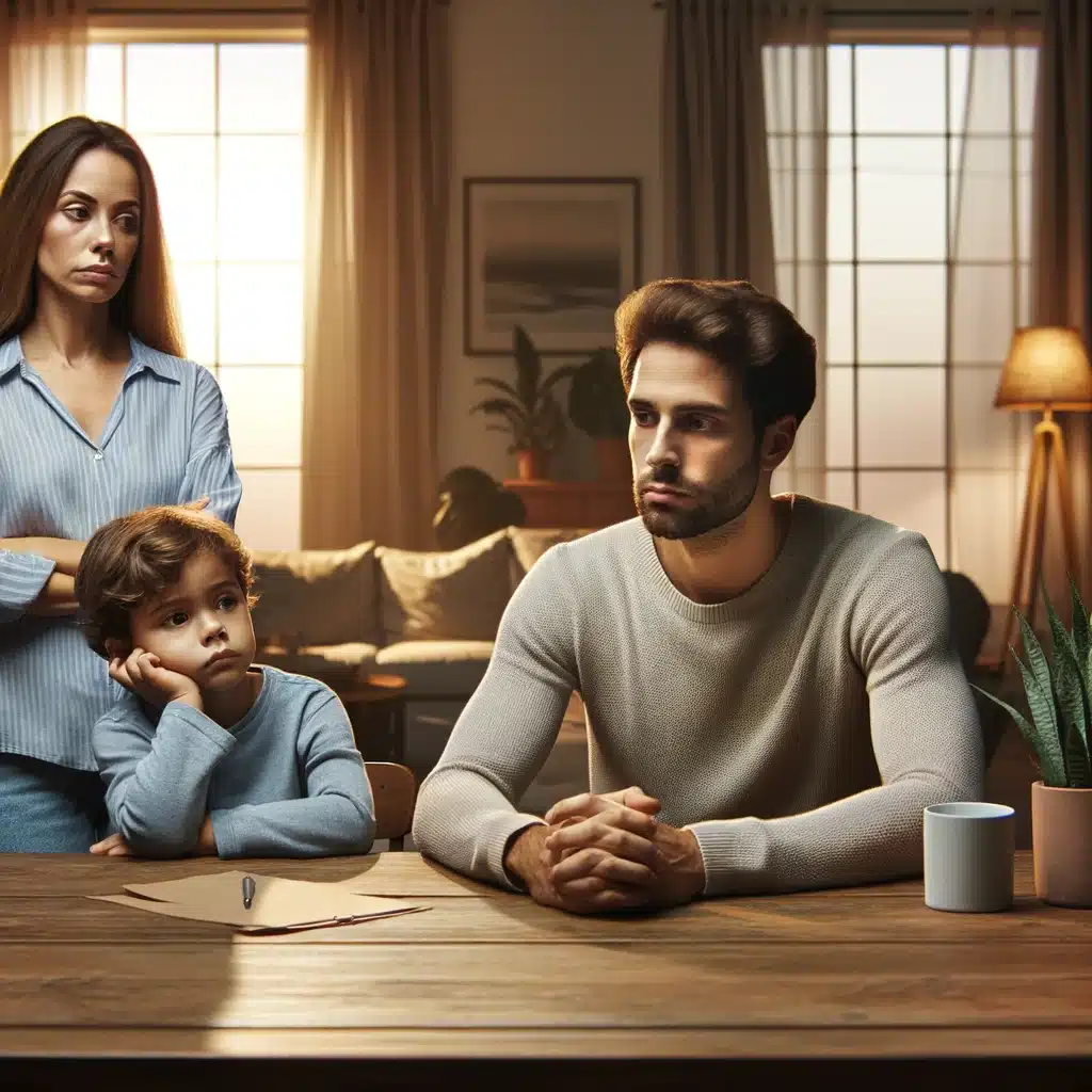 Familia en ambiente hogareño con tensión emocional | Bucio Abogados